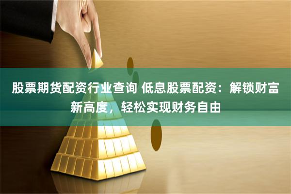 股票期货配资行业查询 低息股票配资：解锁财富新高度，轻松实现财务自由